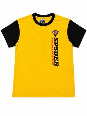 SP5DER Men’s Yellow & Black Short Sleeve Graphic Tee🔥